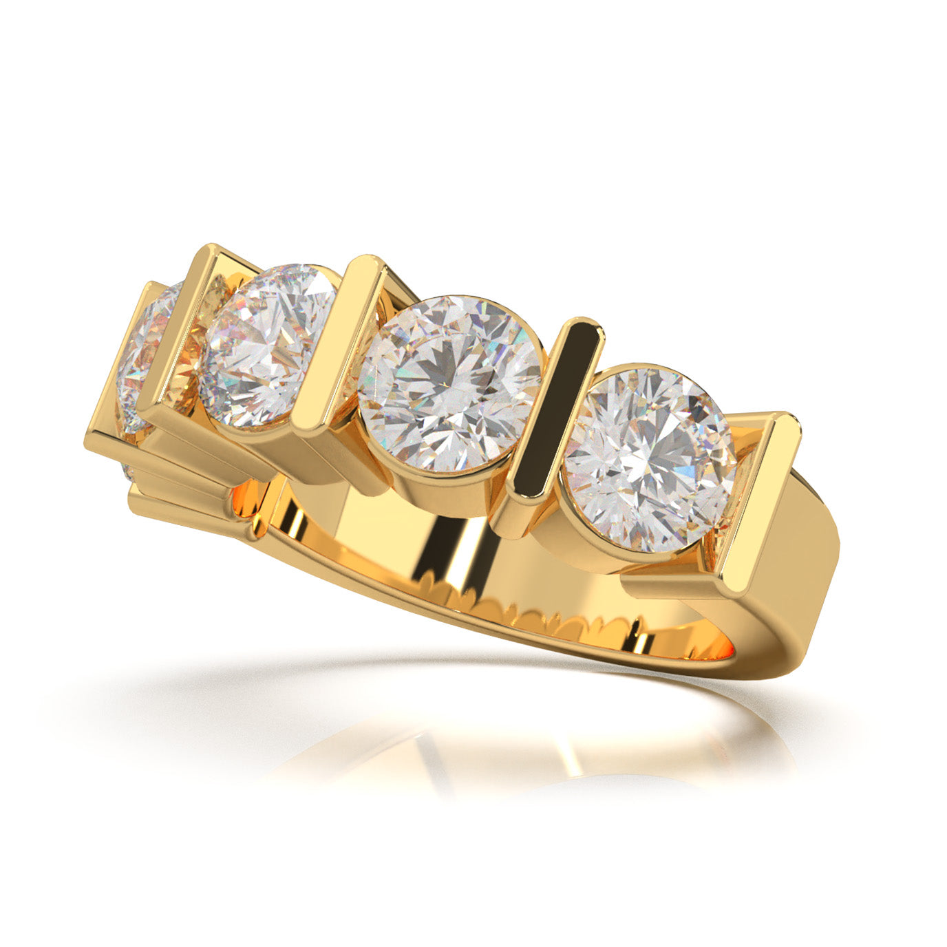 3.80 ct Moissanite Wedding Bands in 10k Yellow Gold