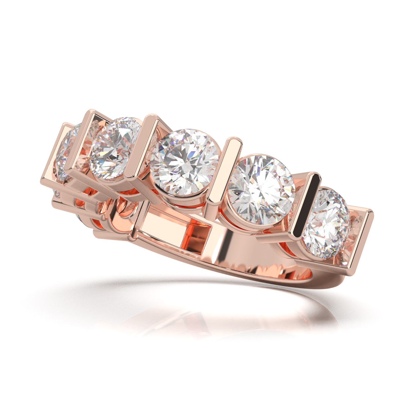 3.50 ct Natural Diamond Wedding Bands in 14k Rose Gold