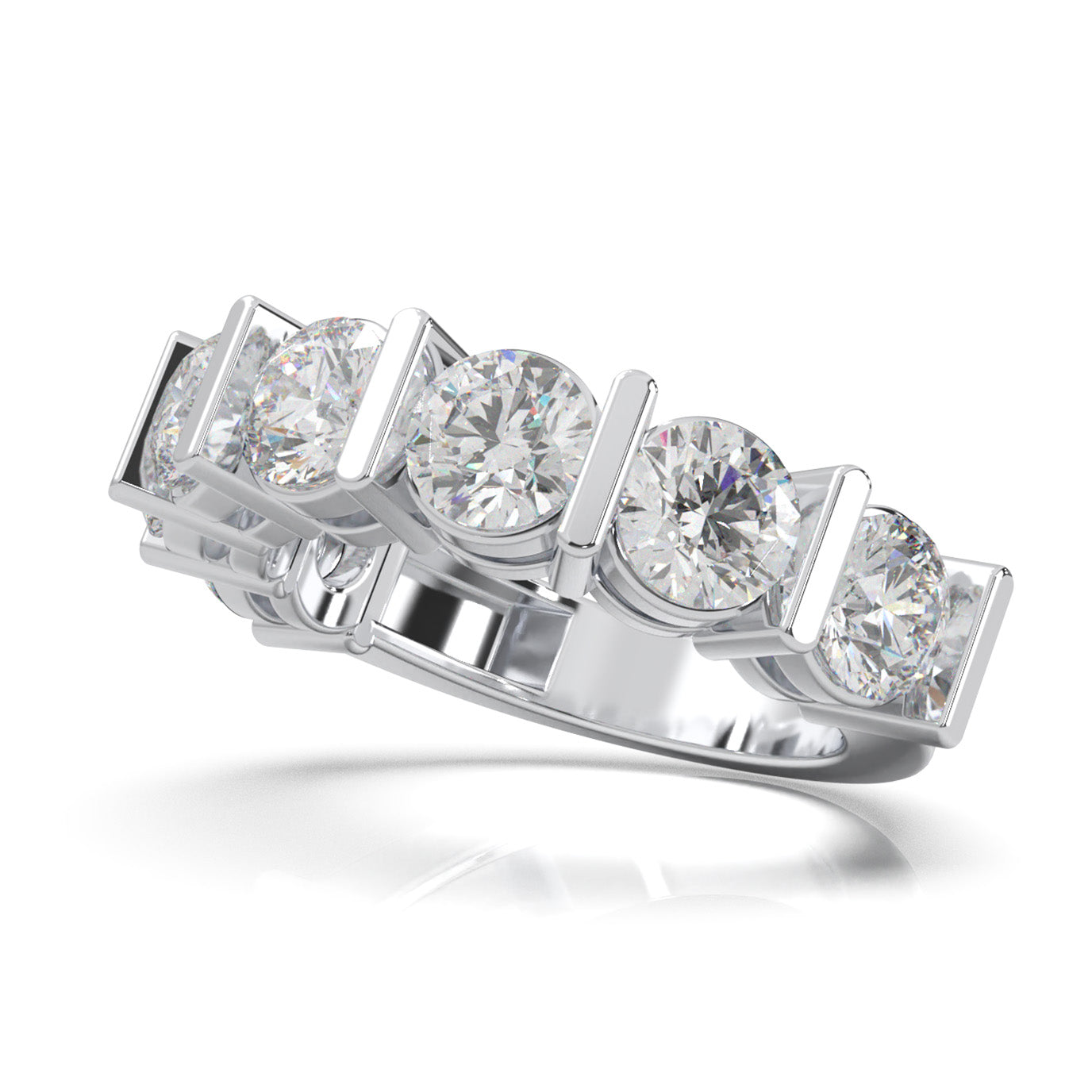 3.50 ct Moissanite Wedding Bands in 10k White Gold