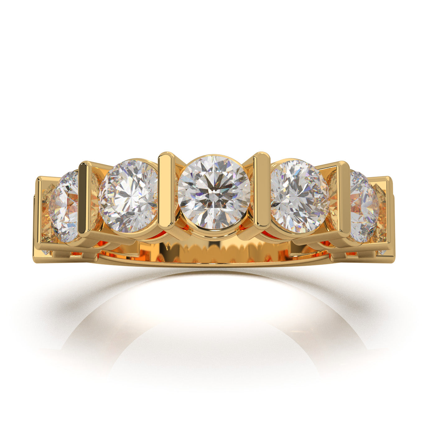 3.50 ct Moissanite Wedding Bands in 14k Yellow Gold