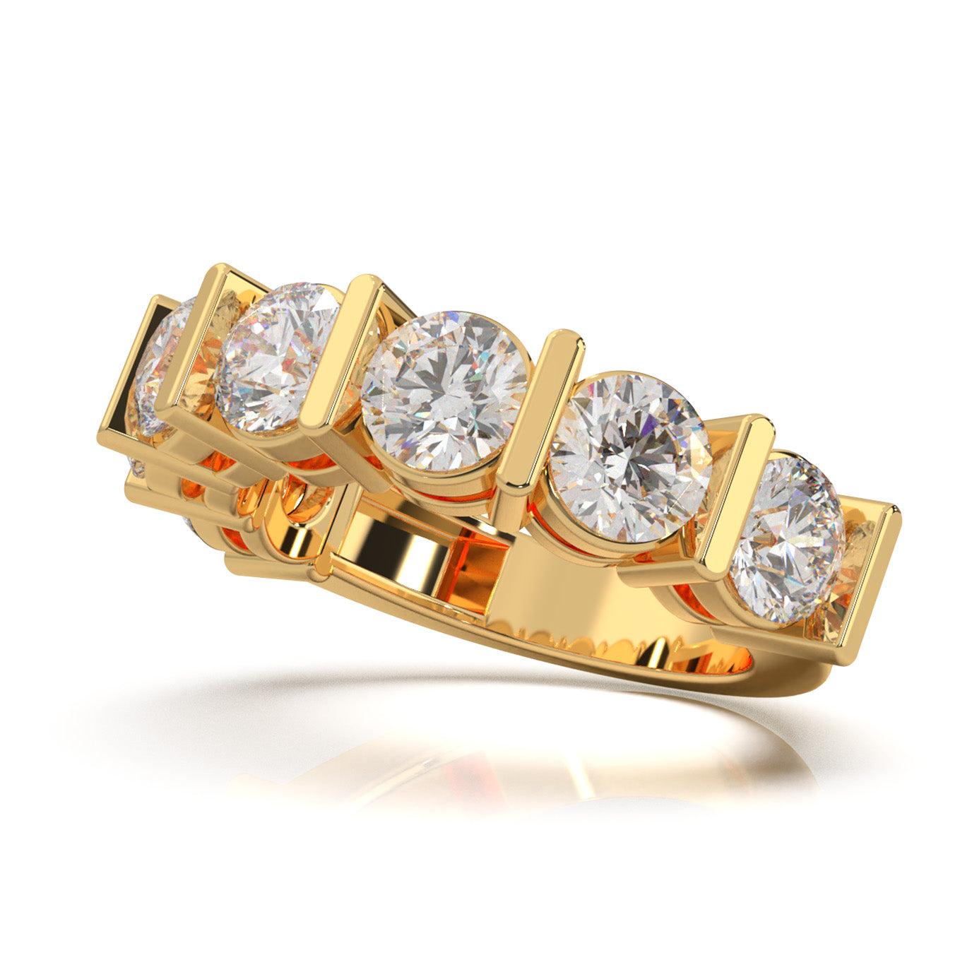 3.50 ct Moissanite Wedding Bands in 10k Yellow Gold