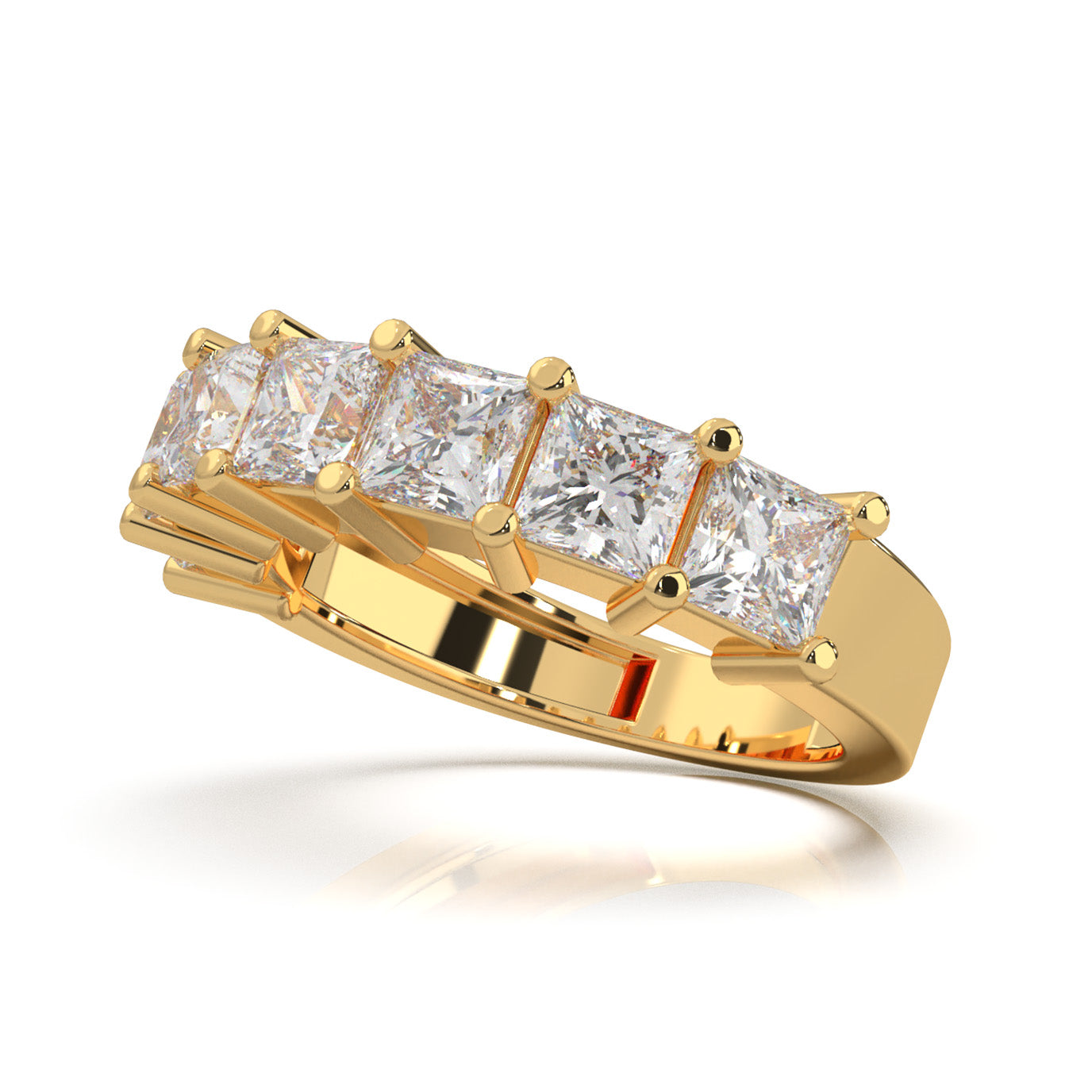 3.30 ct Moissanite Wedding Bands in 14k Yellow Gold
