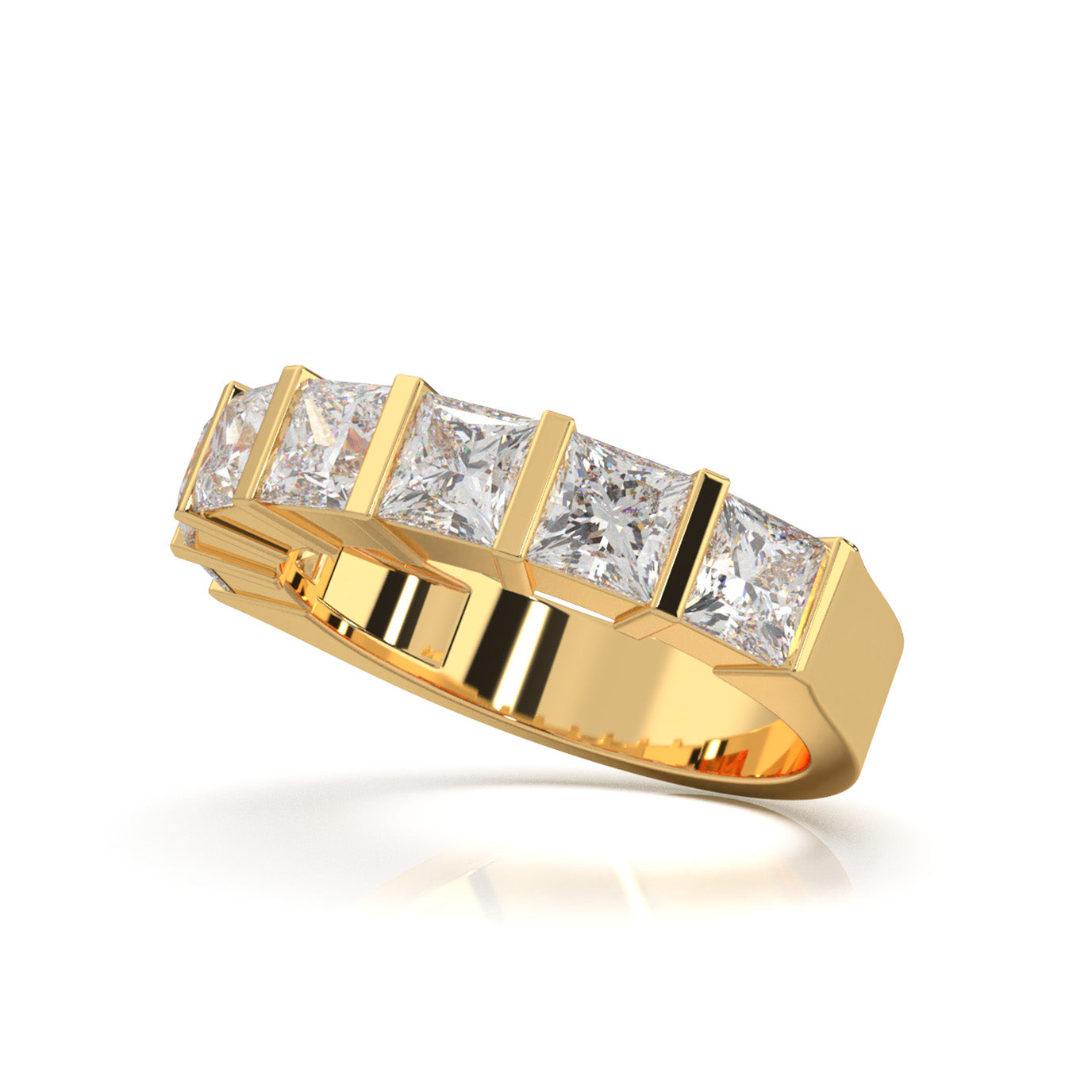 2.80 ct Moissanite Wedding Bands in 10k Yellow Gold