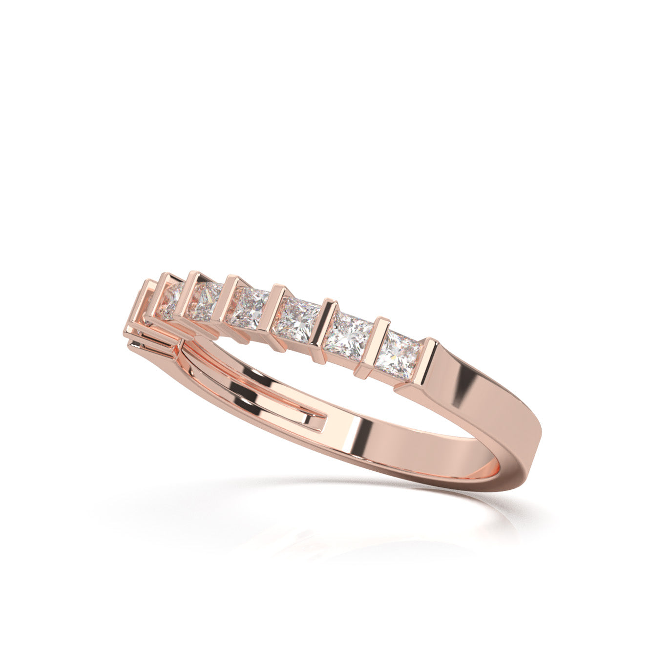 0.50 ct Moissanite Wedding Bands in 10k Rose Gold
