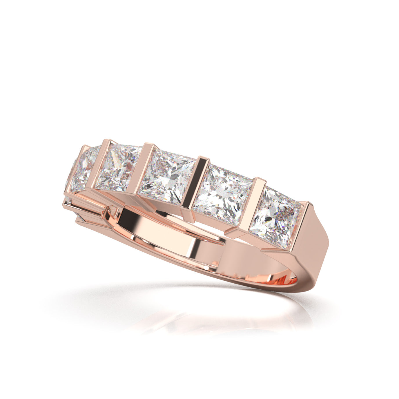 2.80 ct Moissanite Wedding Bands in 10k Rose Gold