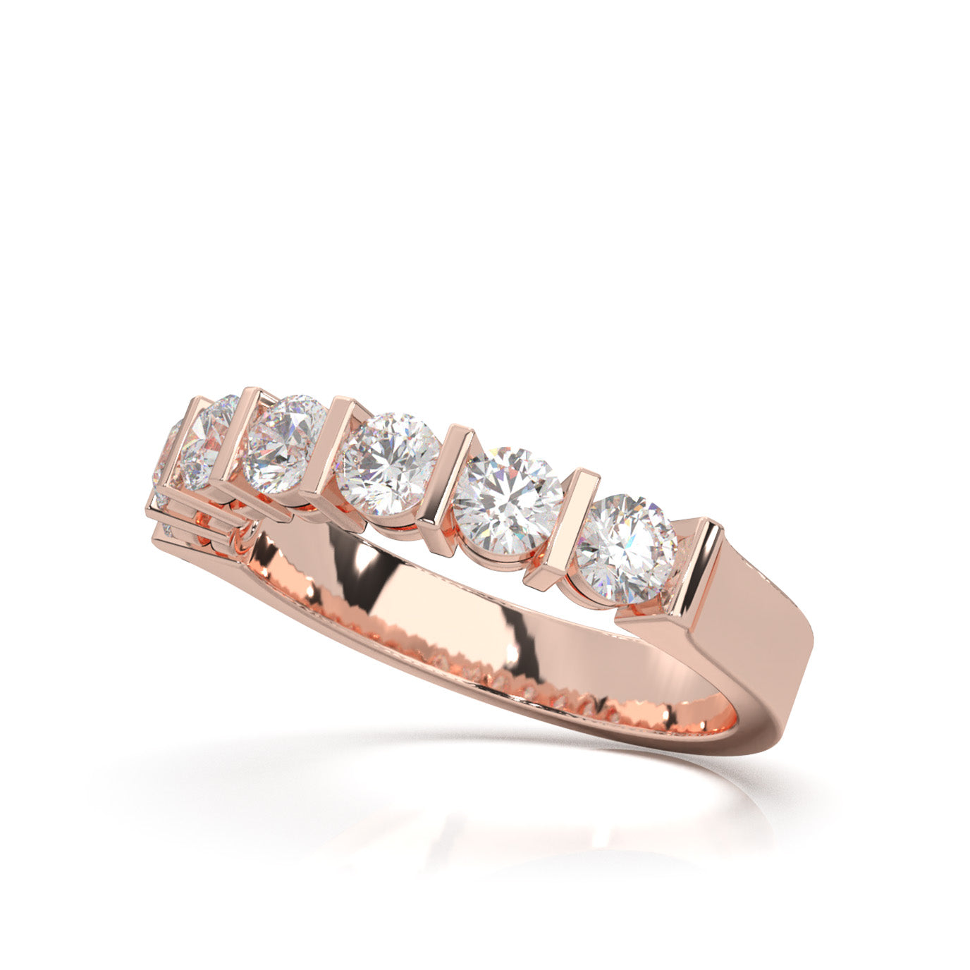 1.10 ct Natural Diamond Wedding Bands in 10k Rose Gold
