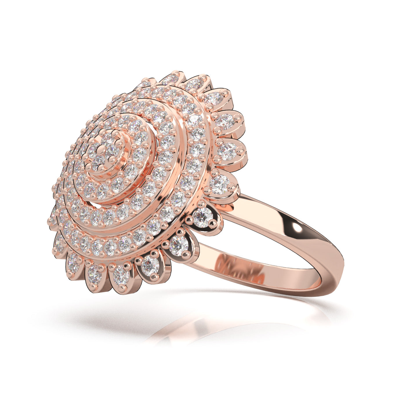 1.00 ct Lab Grown Diamond Fancy Flower Ring in 14k Rose Gold