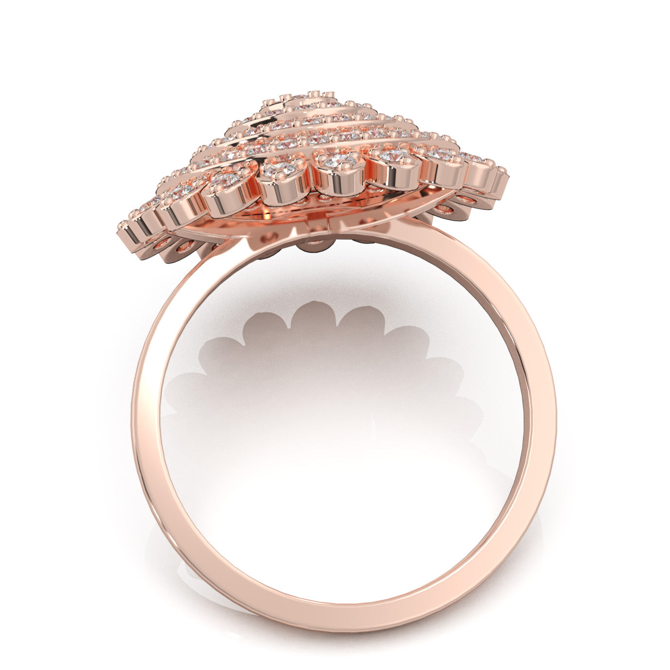 1.00 ct Natural Diamond Fancy Flower Ring in 14k Rose Gold