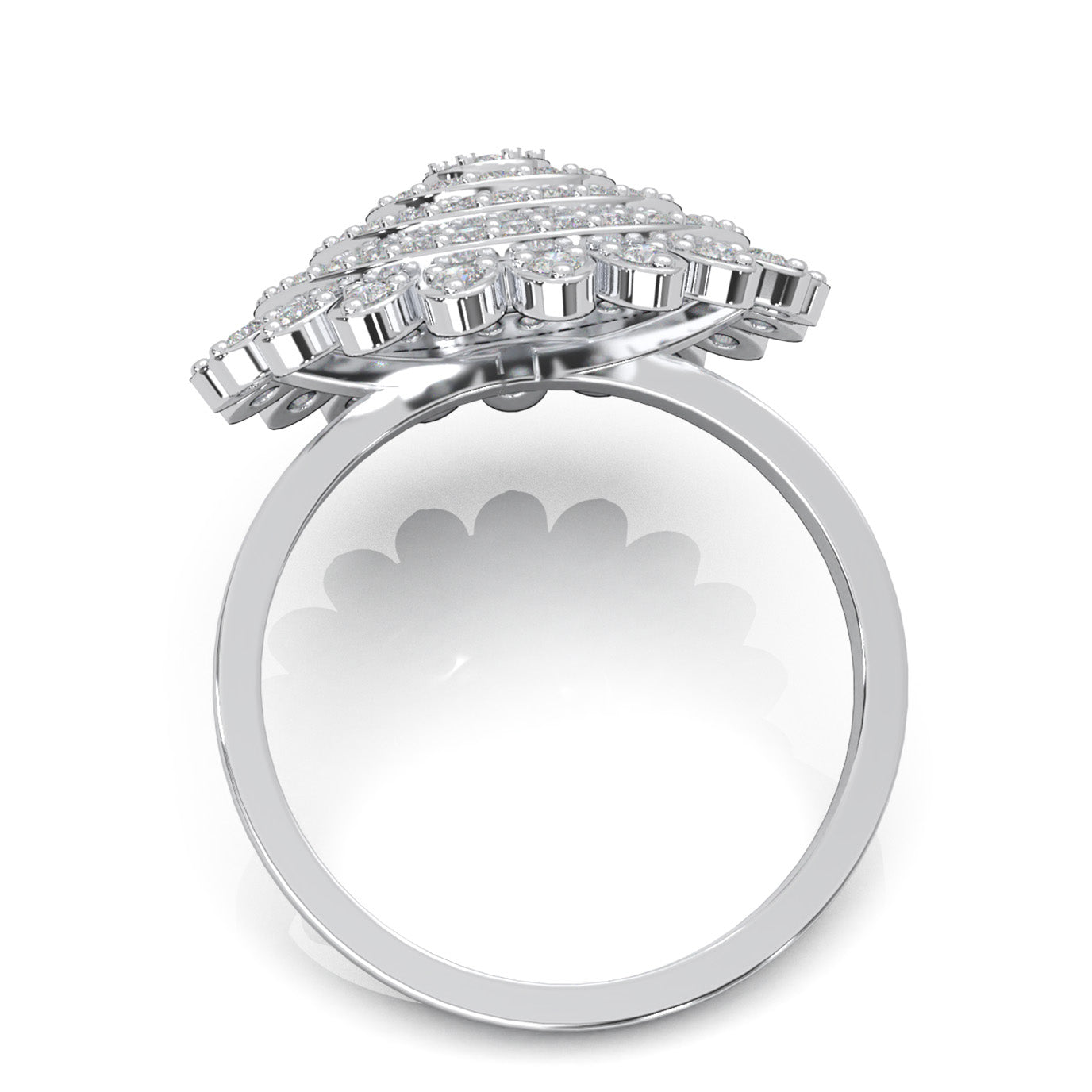1.00 ct Natural Diamond Fancy Flower Ring in 10k White Gold