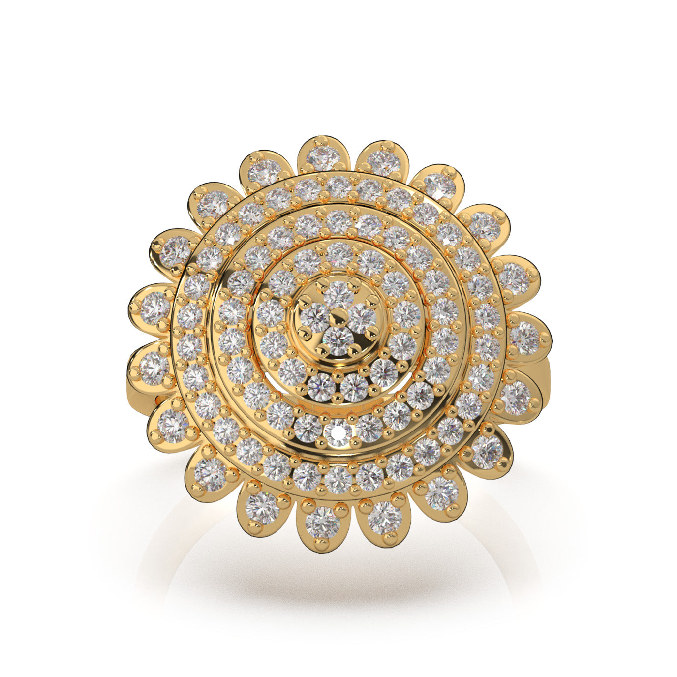 1.00 ct Moissanite Fancy Flower Ring in 14k Yellow Gold