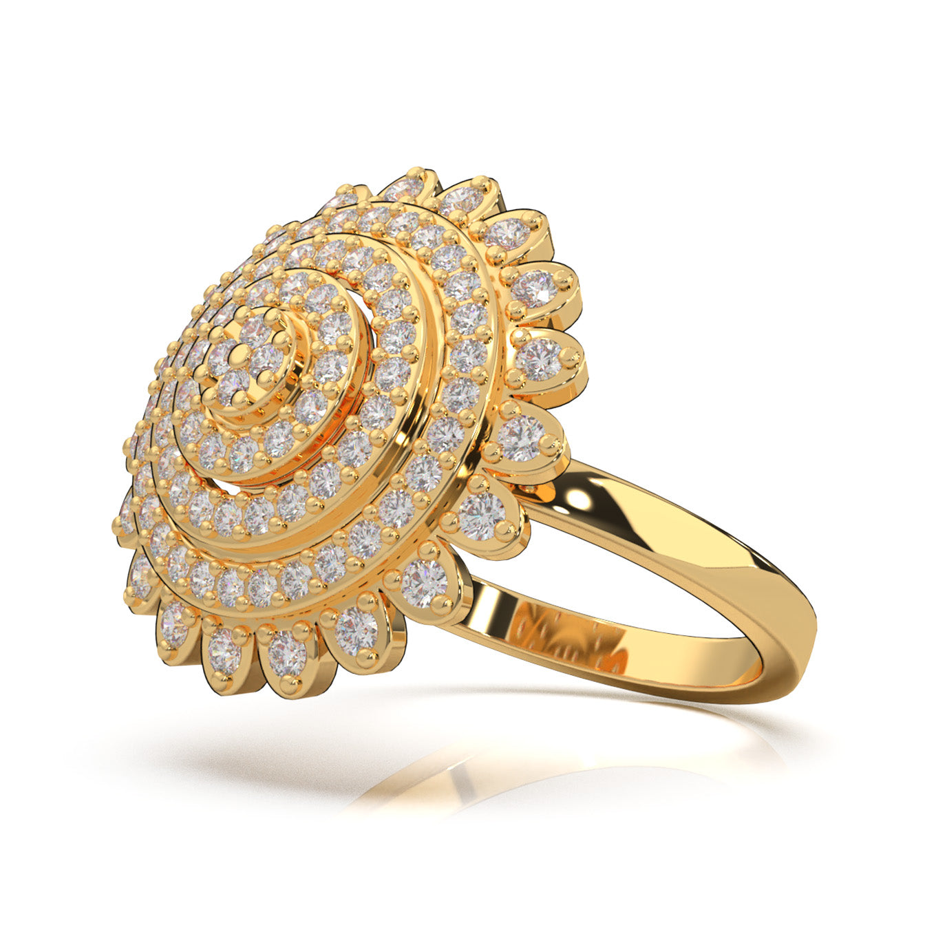 1.00 ct Lab Grown Diamond Fancy Flower Ring in 14k Yellow Gold