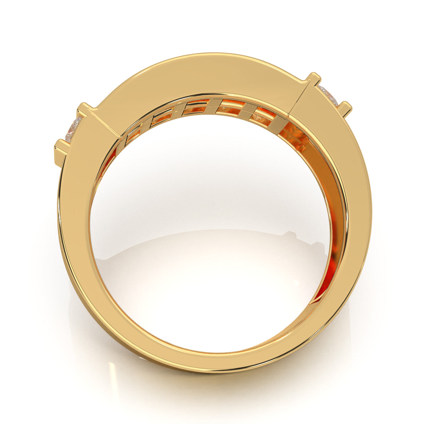 2.70 ct Lab Grown Diamond Dual Row Princess Cut Mens Wedding Band in 14k Yellow Gold
