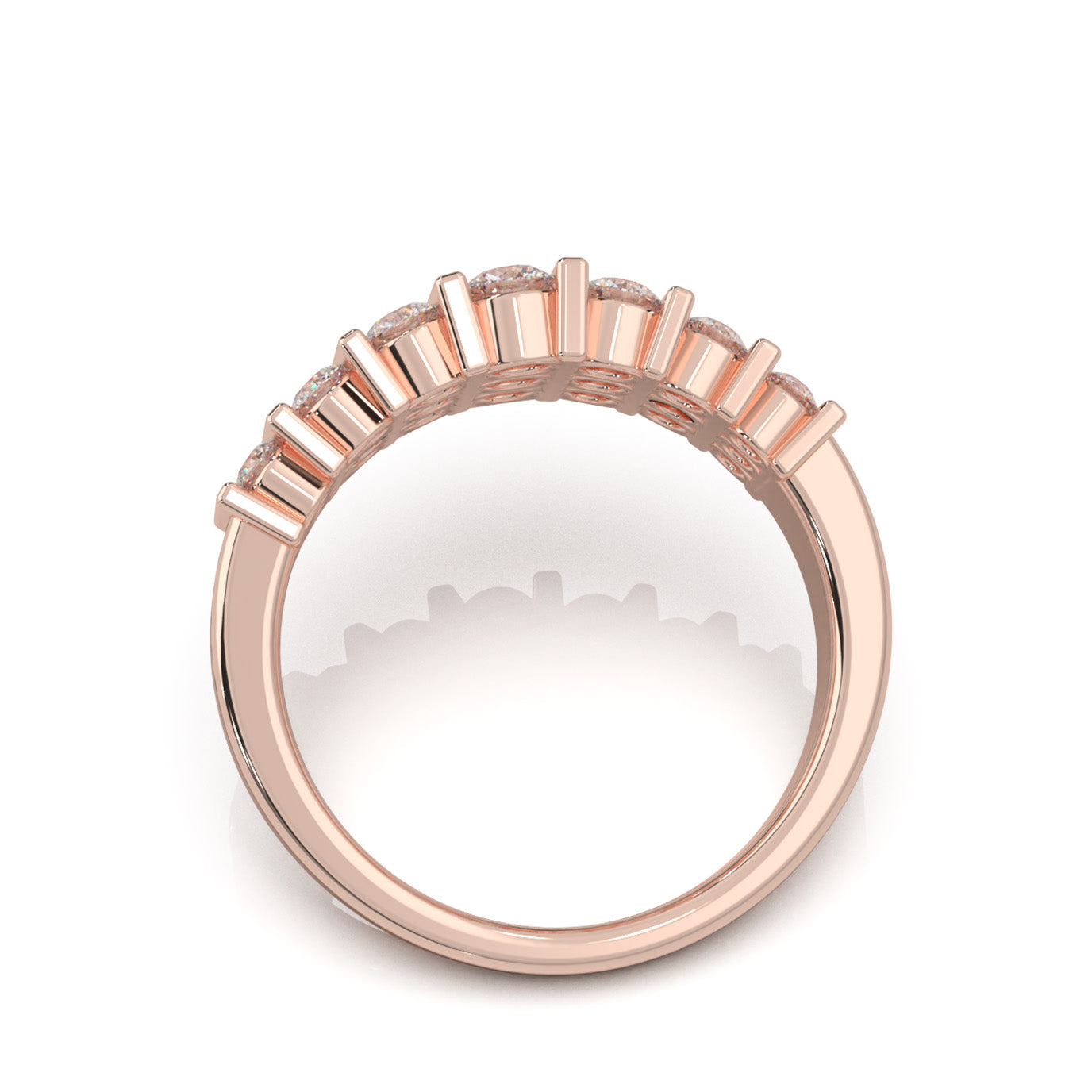 1.40 ct Natural Diamond Round Cut Bar Set Wedding Band in 14k Rose Gold