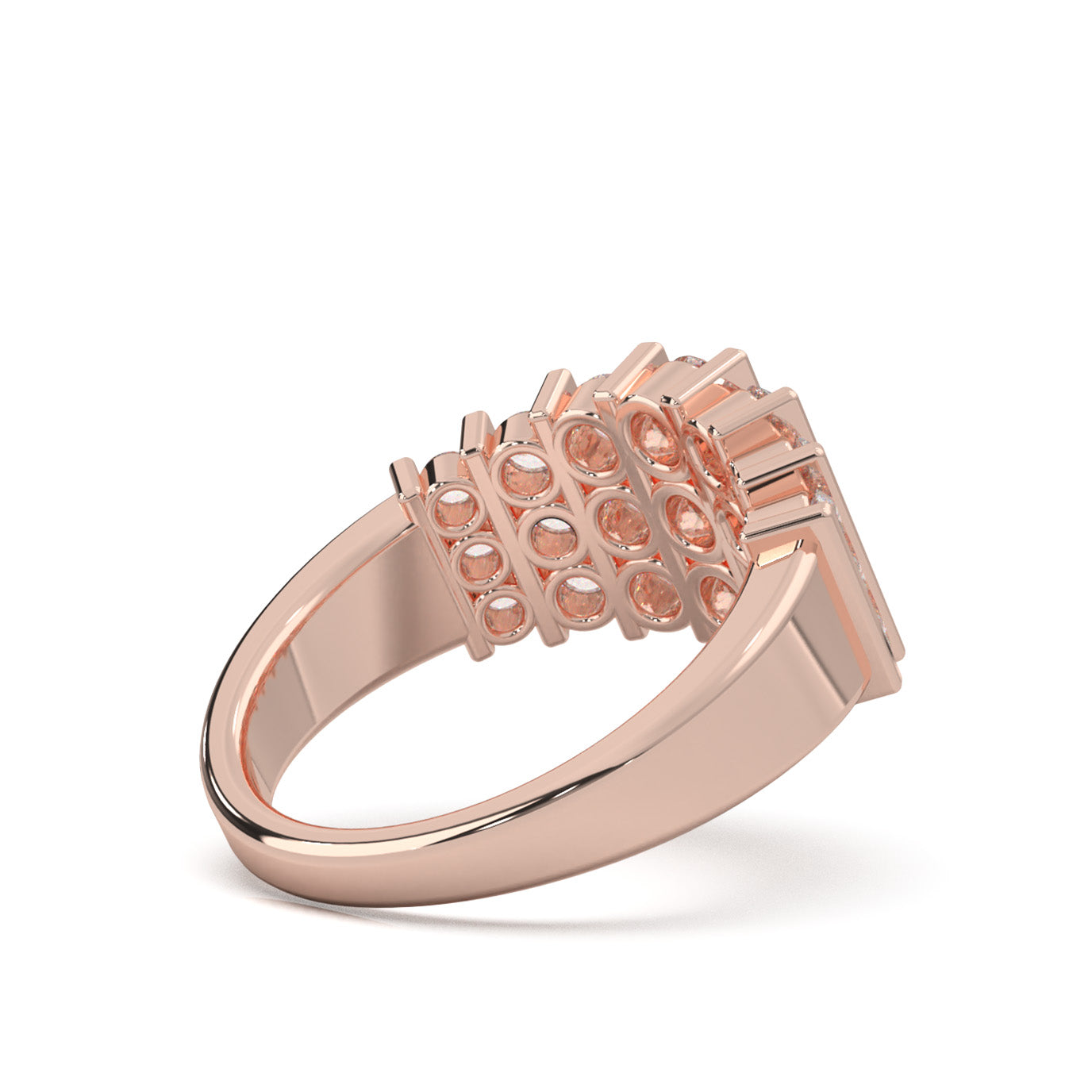 1.40 ct Natural Diamond Round Cut Bar Set Wedding Band in 10k Rose Gold