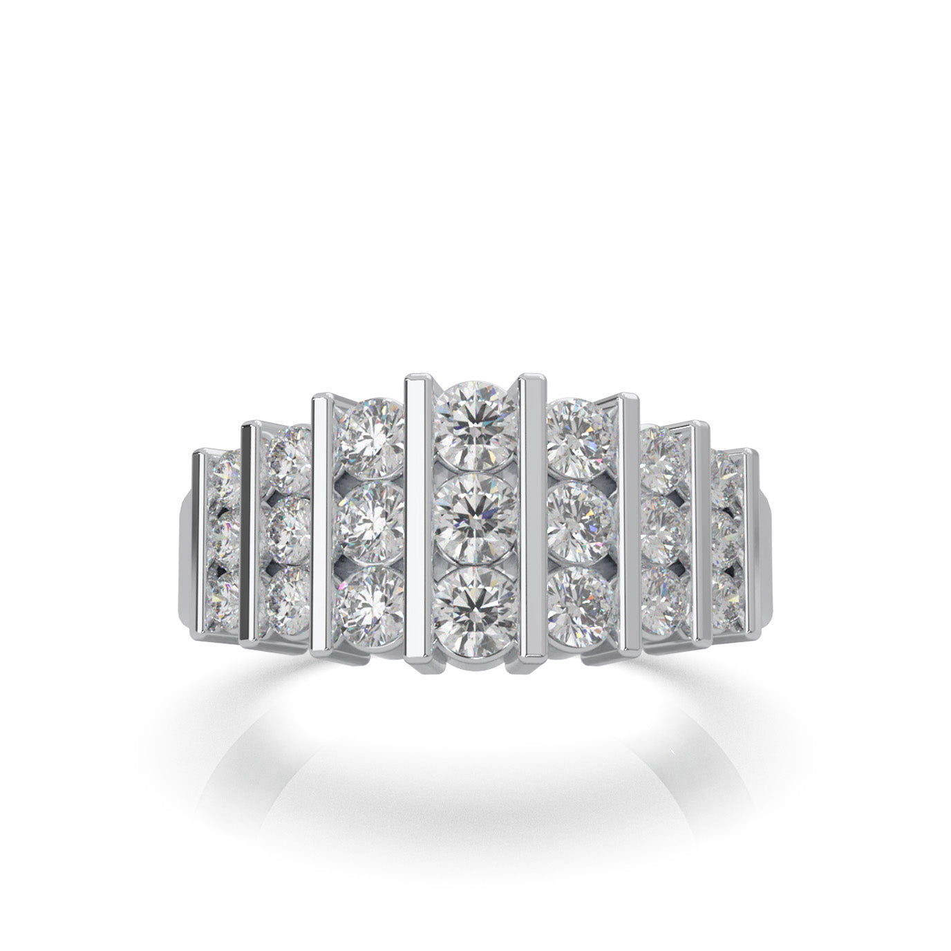 1.40 ct Natural Diamond Round Cut Bar Set Wedding Band in 10k White Gold