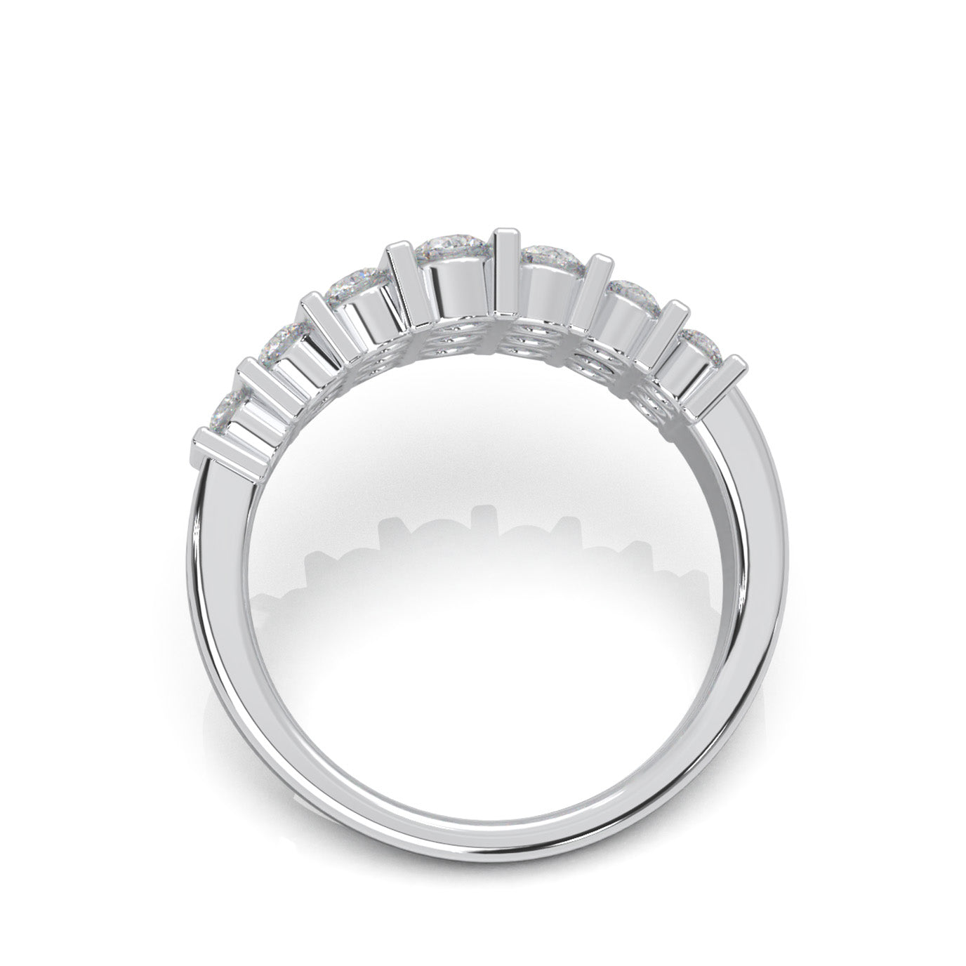 1.40 ct Moissanite Round Cut Bar Set Wedding Band in 14k White Gold