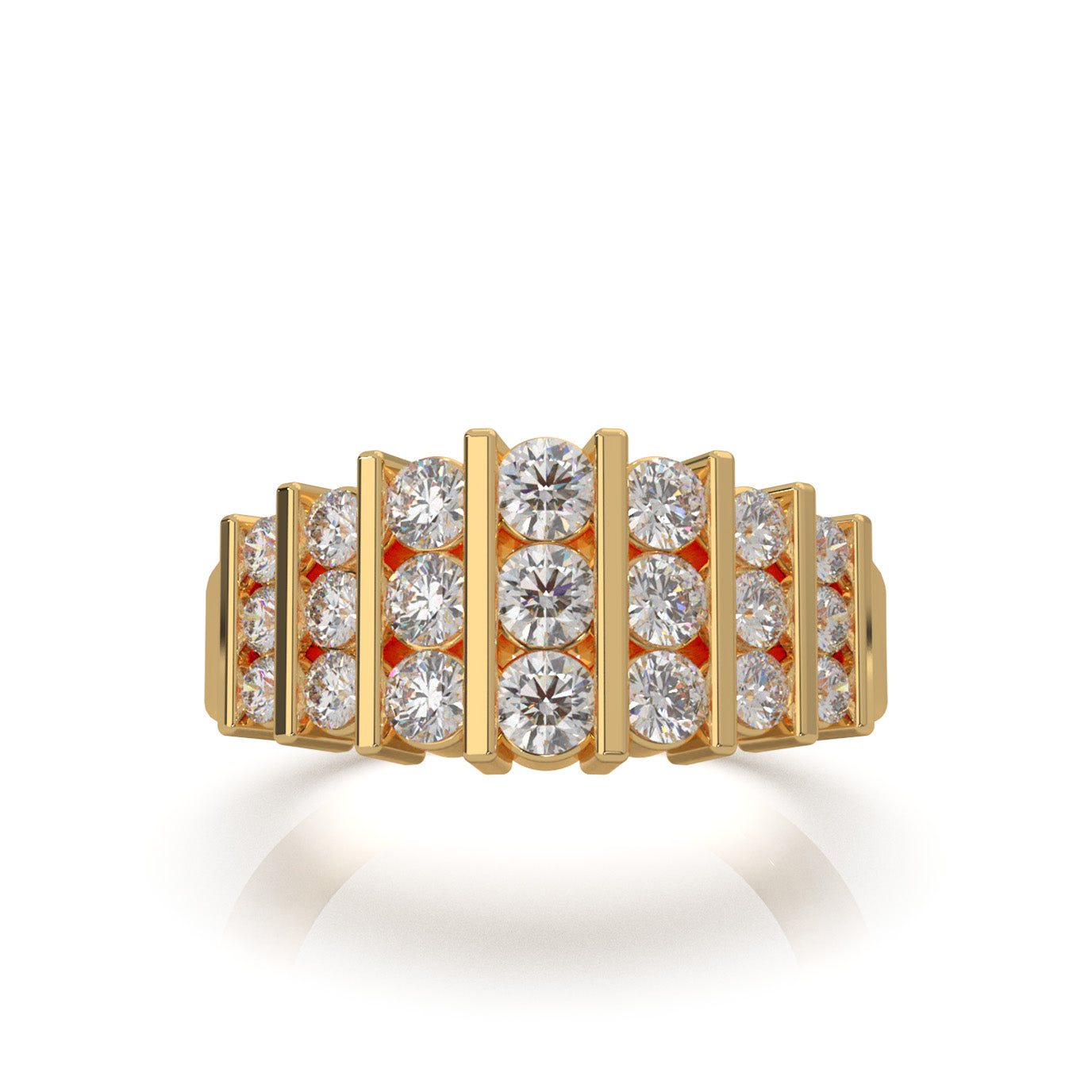 1.40 ct Lab Grown Diamond Round Cut Bar Set Wedding Band in 14k Yellow Gold