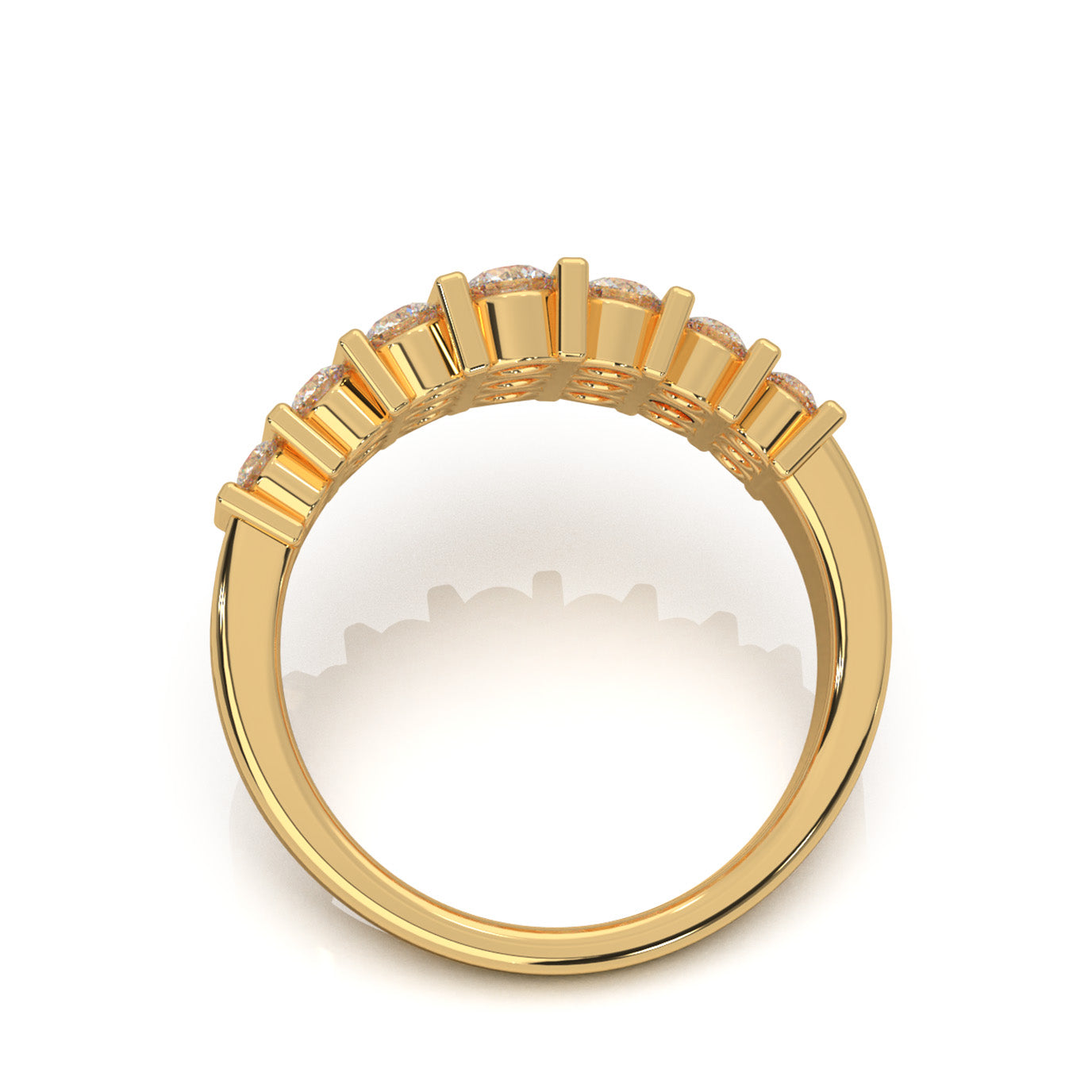 1.40 ct Natural Diamond Round Cut Bar Set Wedding Band in 14k Yellow Gold