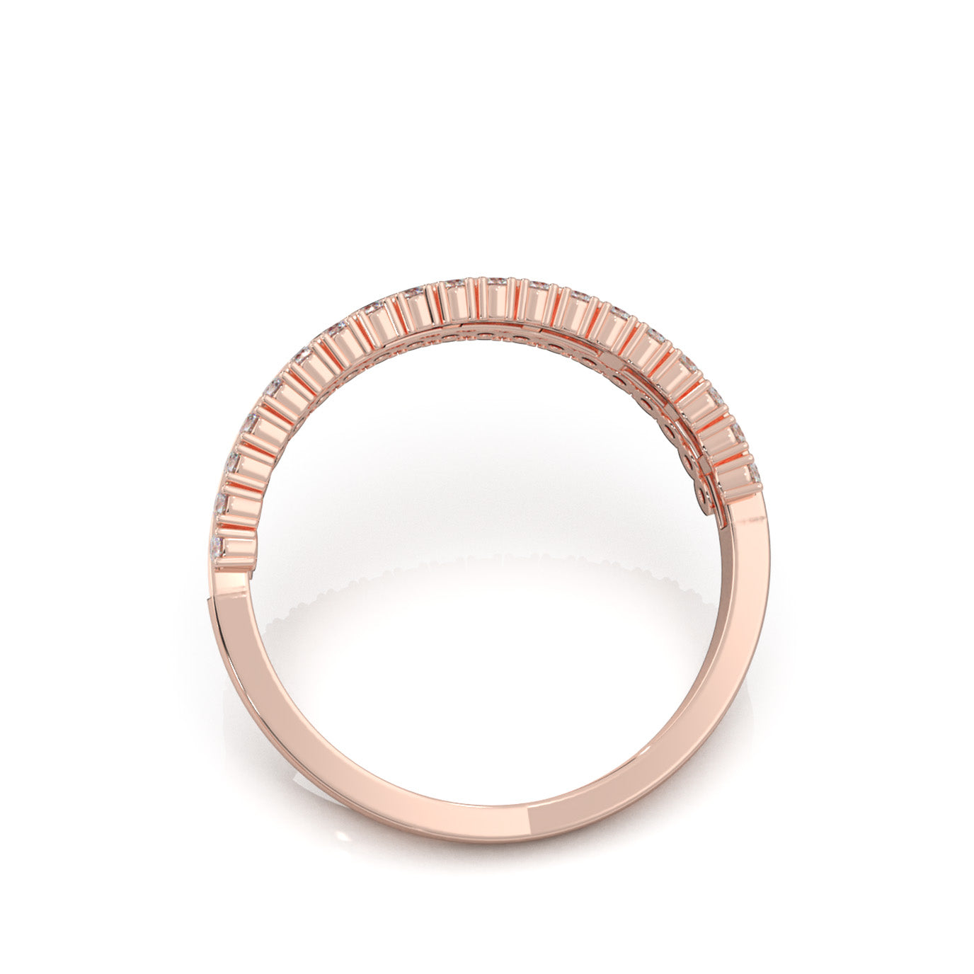 0.75 ct Natural Diamond Round & Baguette Wedding Band in 14k Rose Gold
