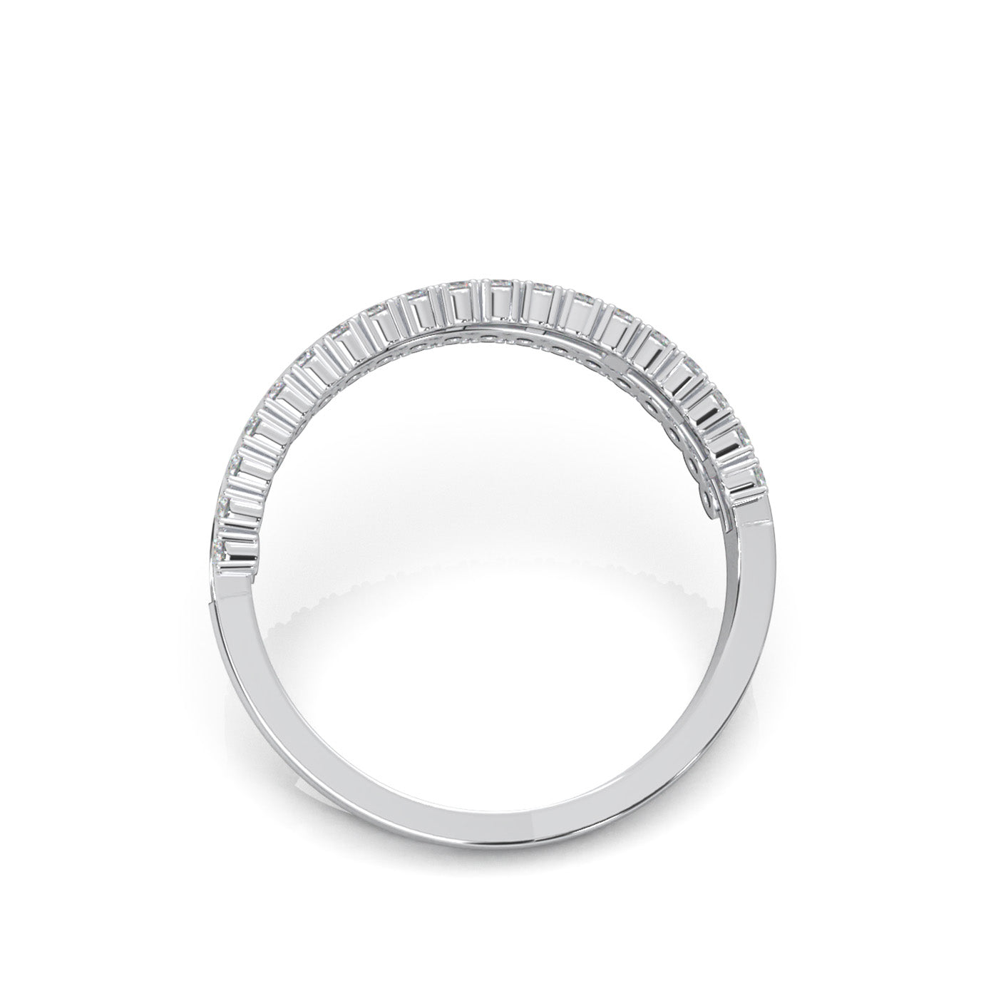0.75 ct Natural Diamond Round & Baguette Wedding Band in 10k White Gold