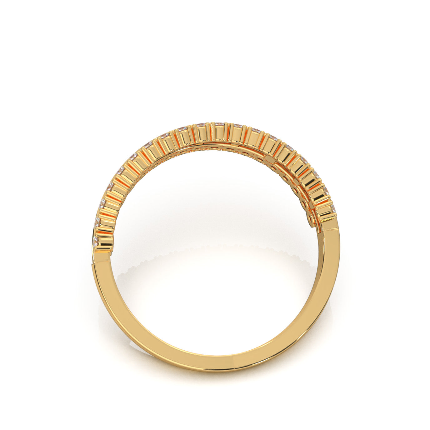 0.75 ct Natural Diamond Round & Baguette Wedding Band in 14k Yellow Gold