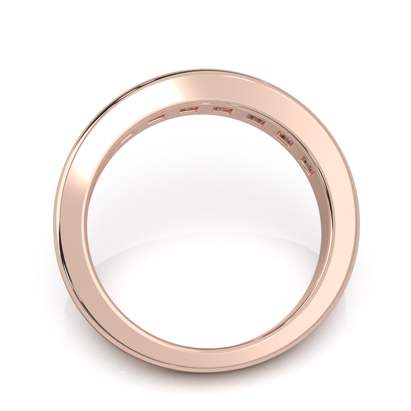 2.60 ct Moissanite Classic Princess Cut Channel Wedding Band in 14k Rose Gold