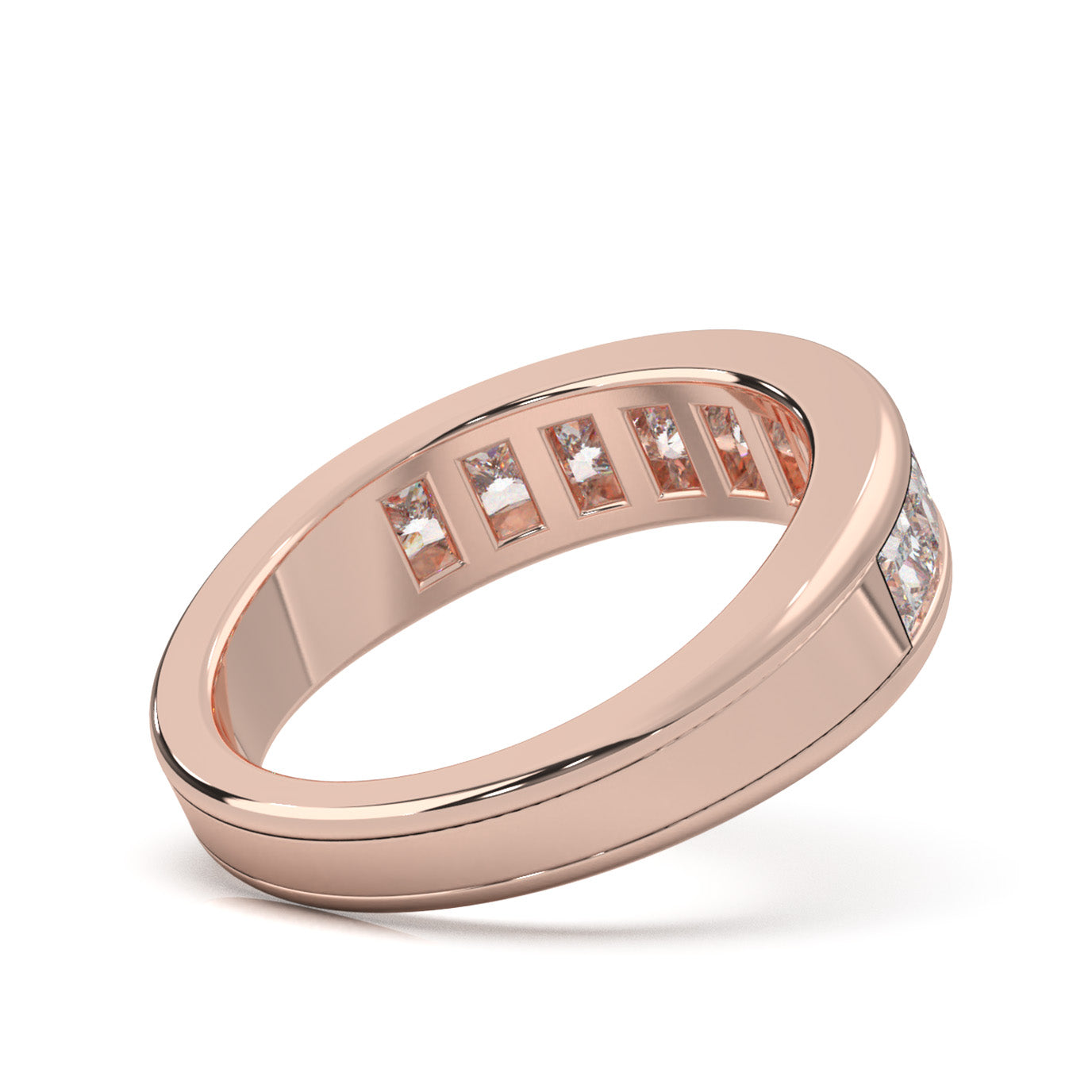 2.60 ct Natural Diamond Classic Princess Cut Channel Wedding Band in 14k Rose Gold