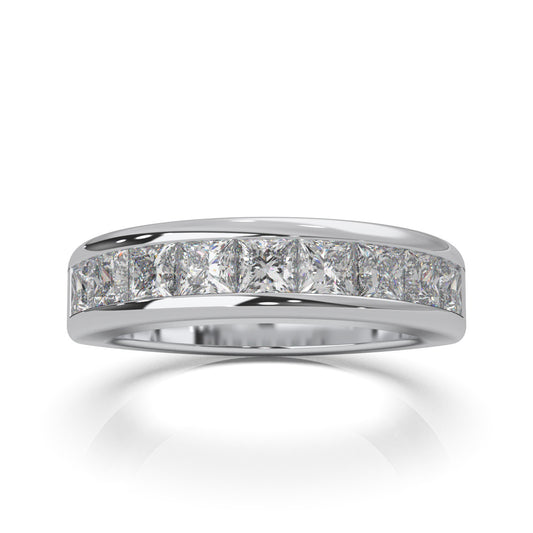 2.60 ct Natural Diamond Classic Princess Cut Channel Wedding Band in 14k White Gold