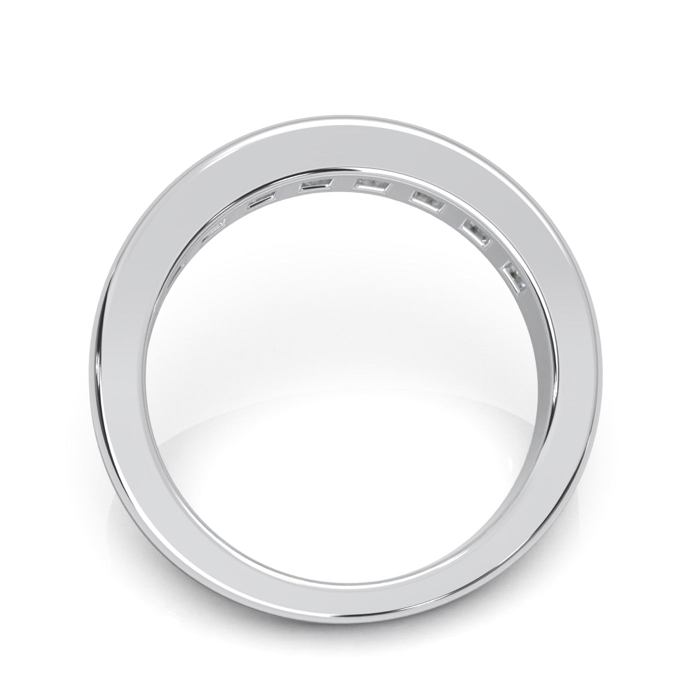 2.60 ct Moissanite Classic Princess Cut Channel Wedding Band in 10k White Gold