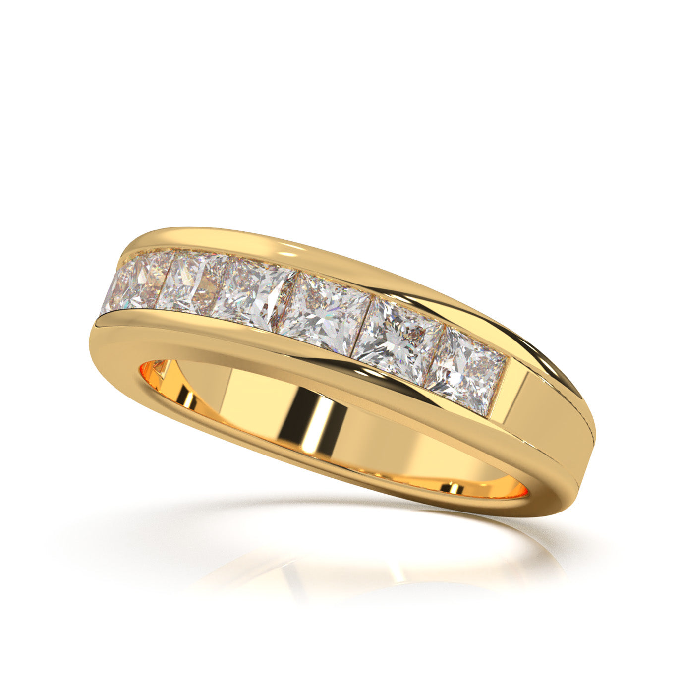2.60 ct Natural Diamond Classic Princess Cut Channel Wedding Band in 14k Yellow Gold