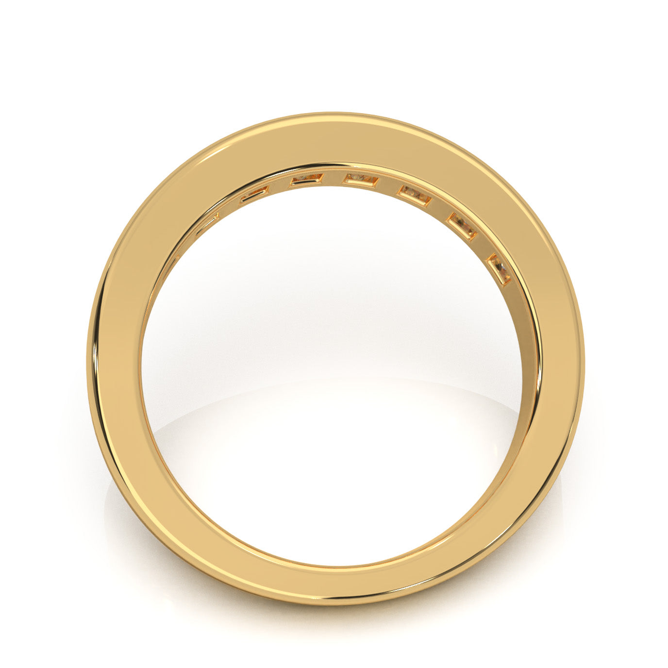 2.60 ct Moissanite Classic Princess Cut Channel Wedding Band in 14k Yellow Gold