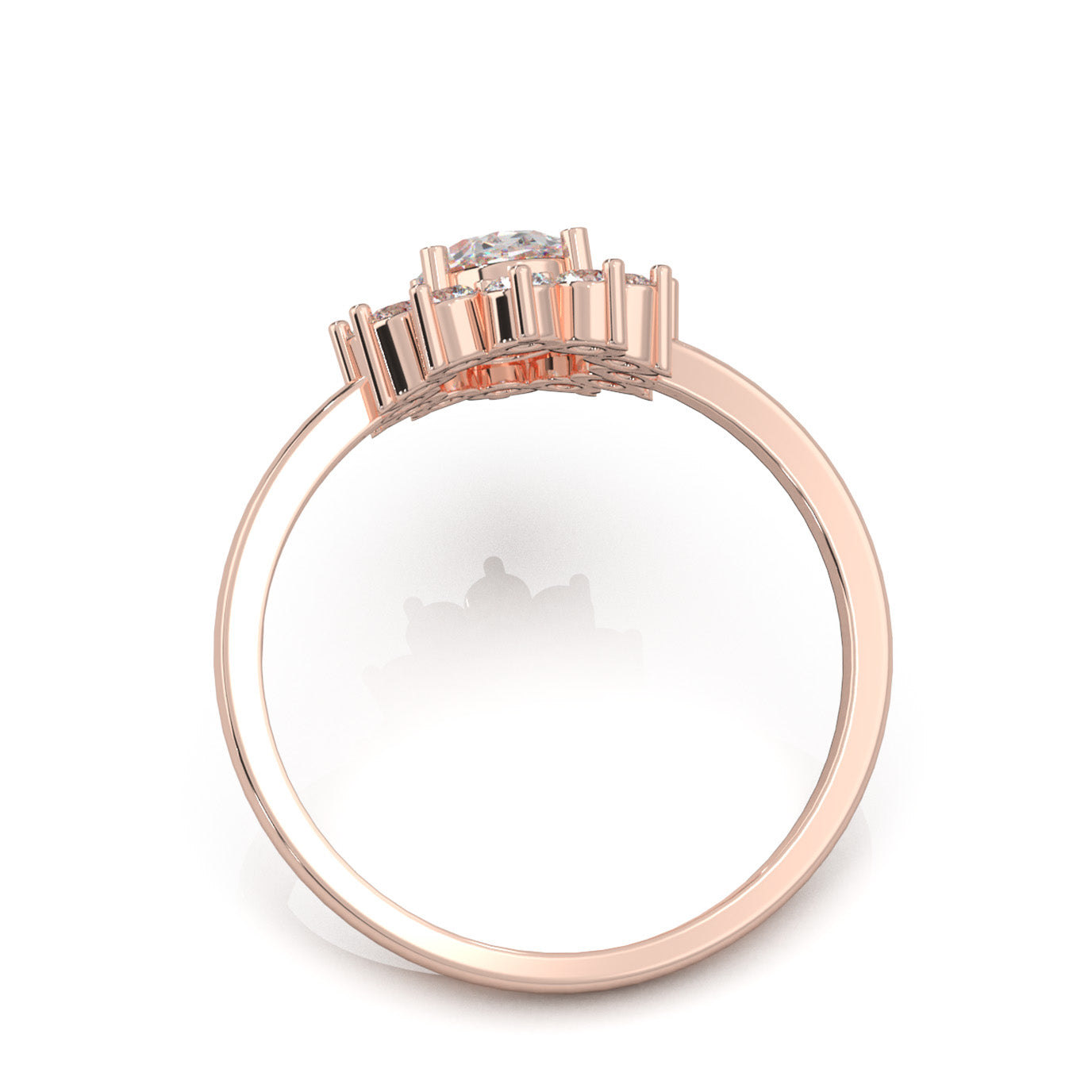 1.00 ct Moissanite Oval Cut Flower Ring in 14k Rose Gold