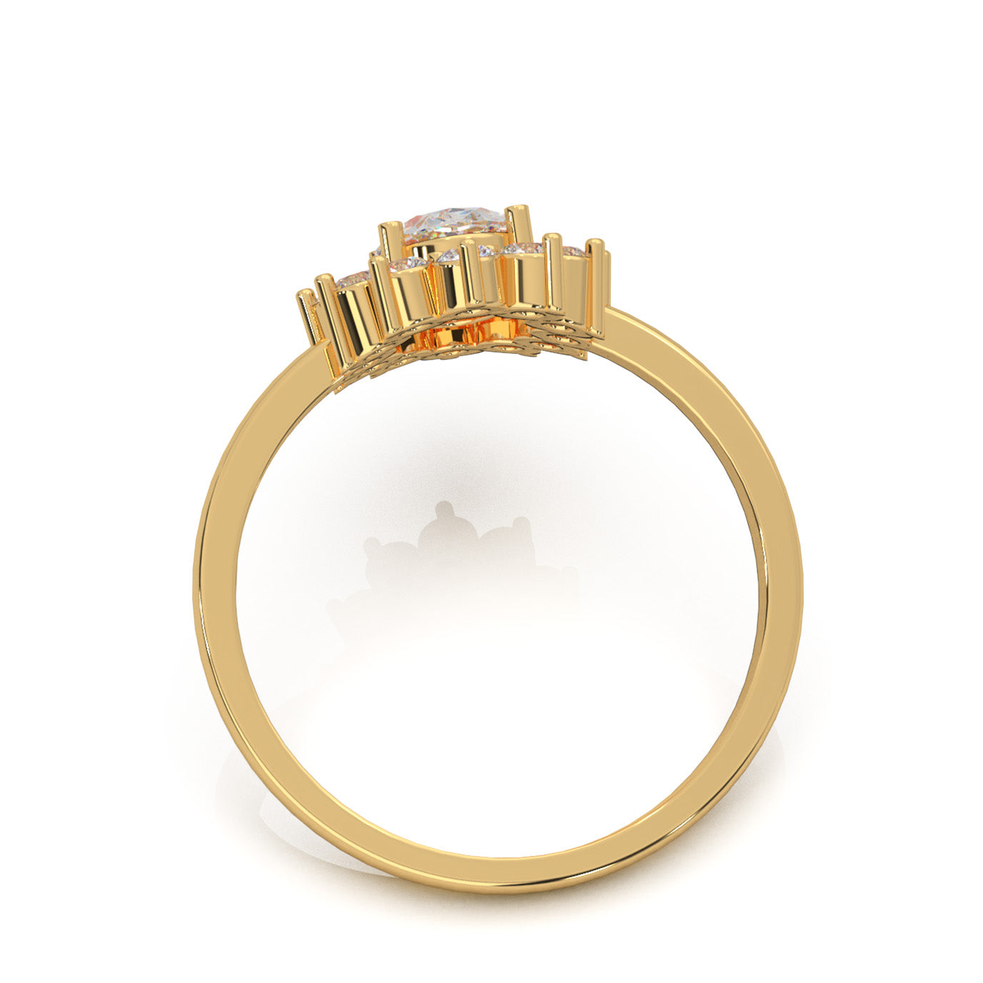 1.00 ct Natural Diamond Oval Cut Flower Ring in 14k Yellow Gold