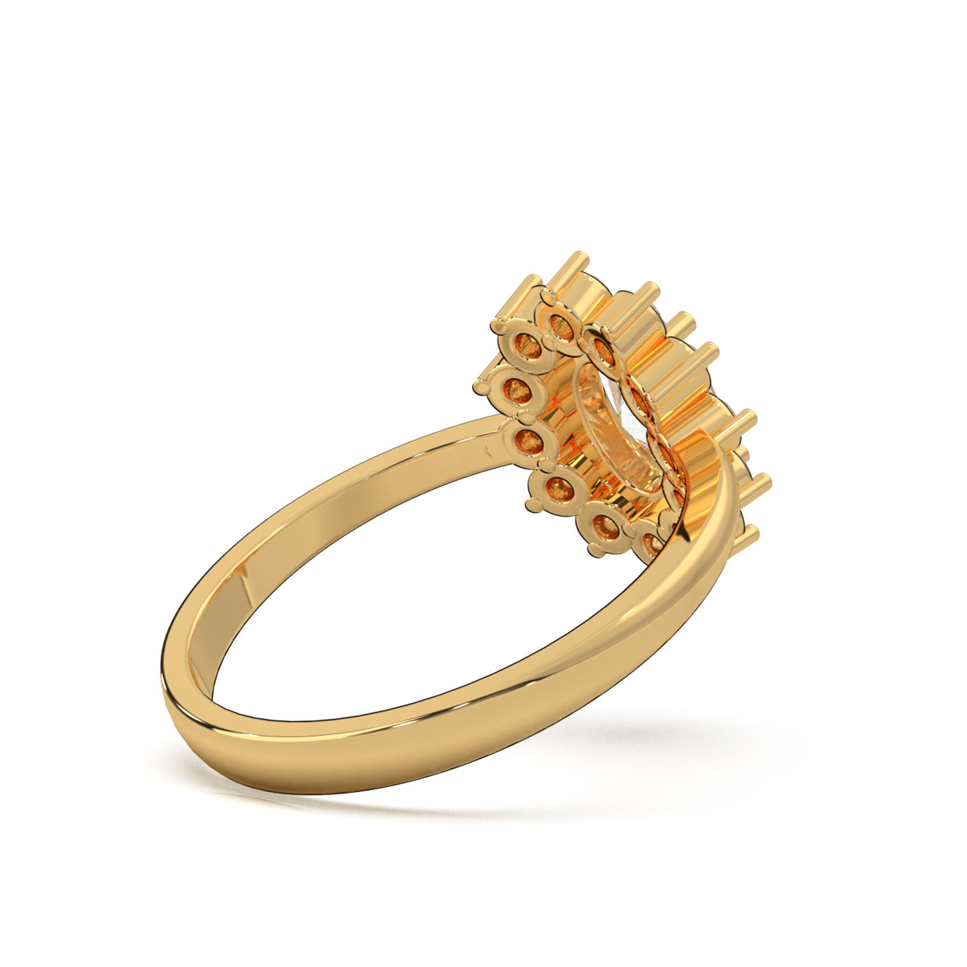 1.00 ct Natural Diamond Oval Cut Flower Ring in 14k Yellow Gold