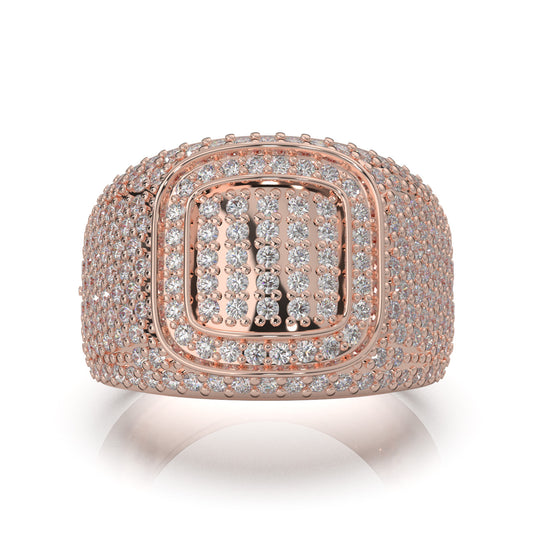 1.70 ct Natural Diamond Pave Mens Ring in 10k Rose Gold