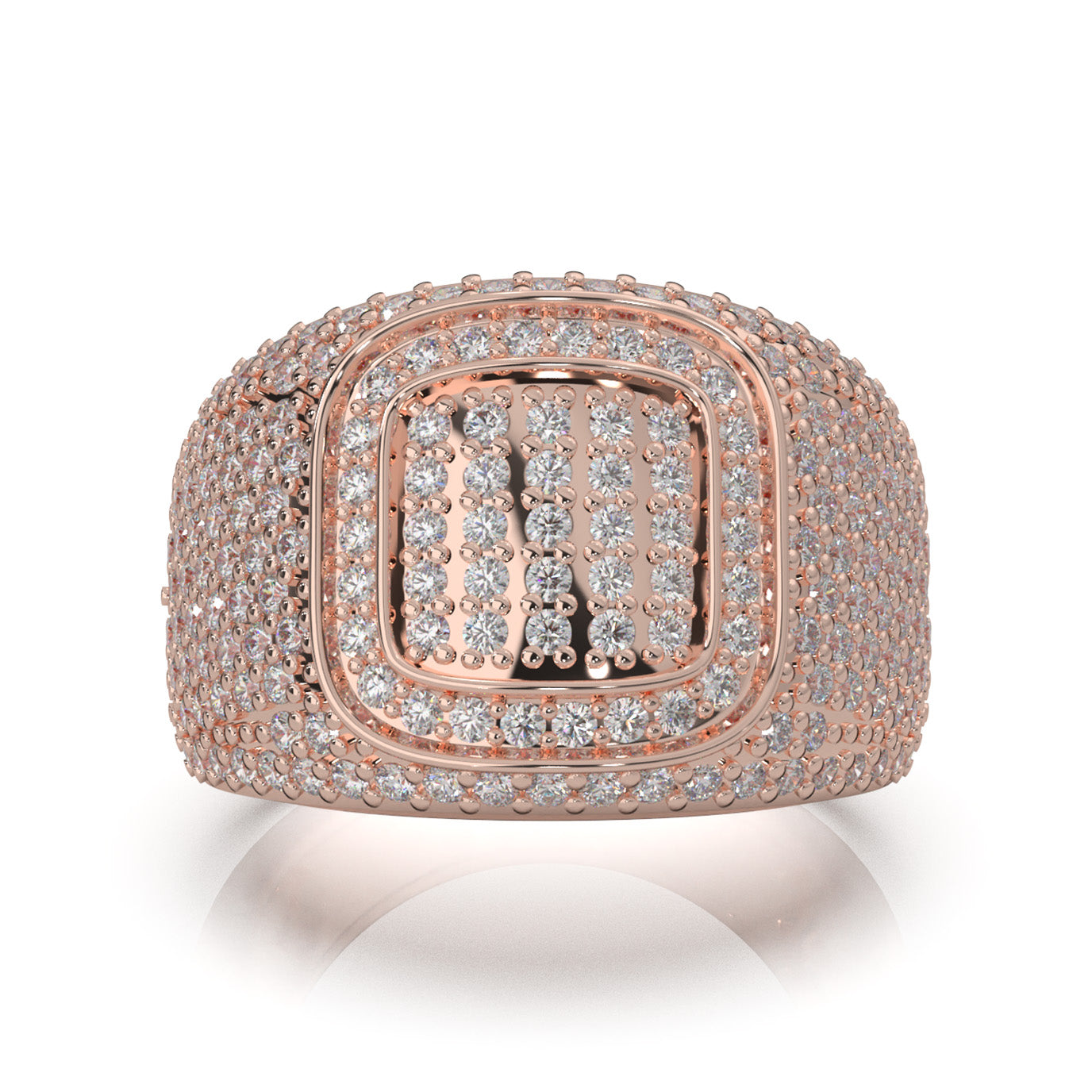 1.70 ct Natural Diamond Pave Mens Ring in 14k Rose Gold