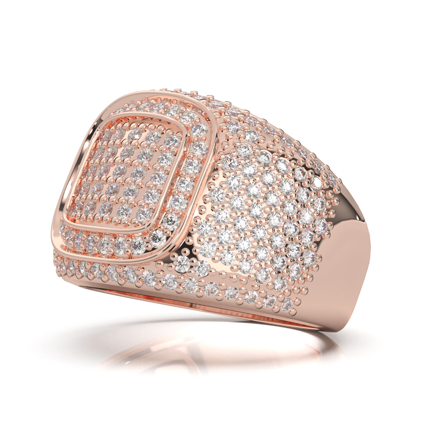 1.70 ct Natural Diamond Pave Mens Ring in 14k Rose Gold