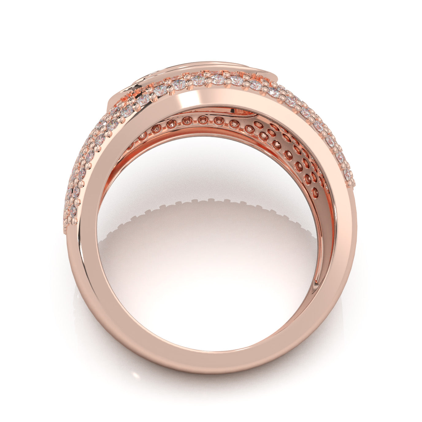1.70 ct Natural Diamond Pave Mens Ring in 14k Rose Gold