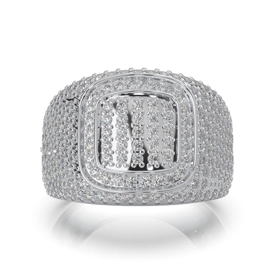 1.70 ct Lab Grown Diamond Pave Mens Ring in 14k White Gold