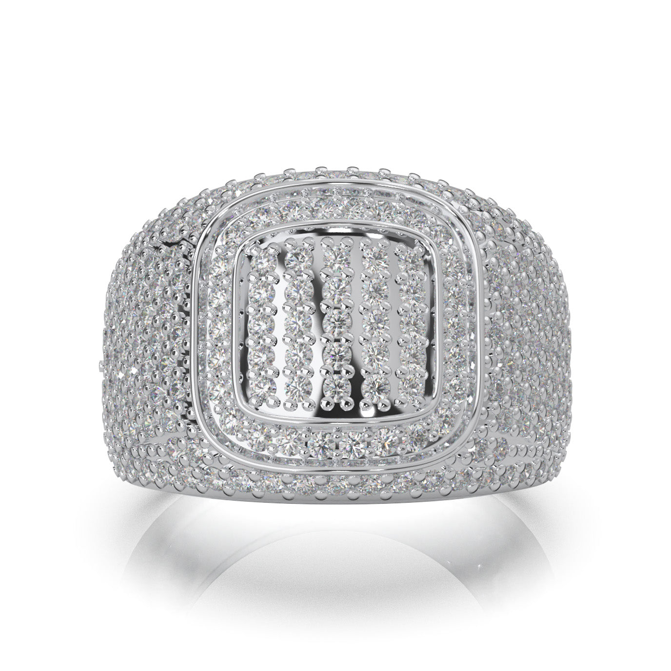1.70 ct Natural Diamond Pave Mens Ring in 14k White Gold