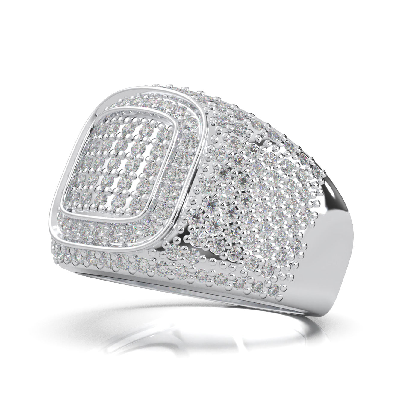 1.70 ct Moissanite Pave Mens Ring in 14k White Gold