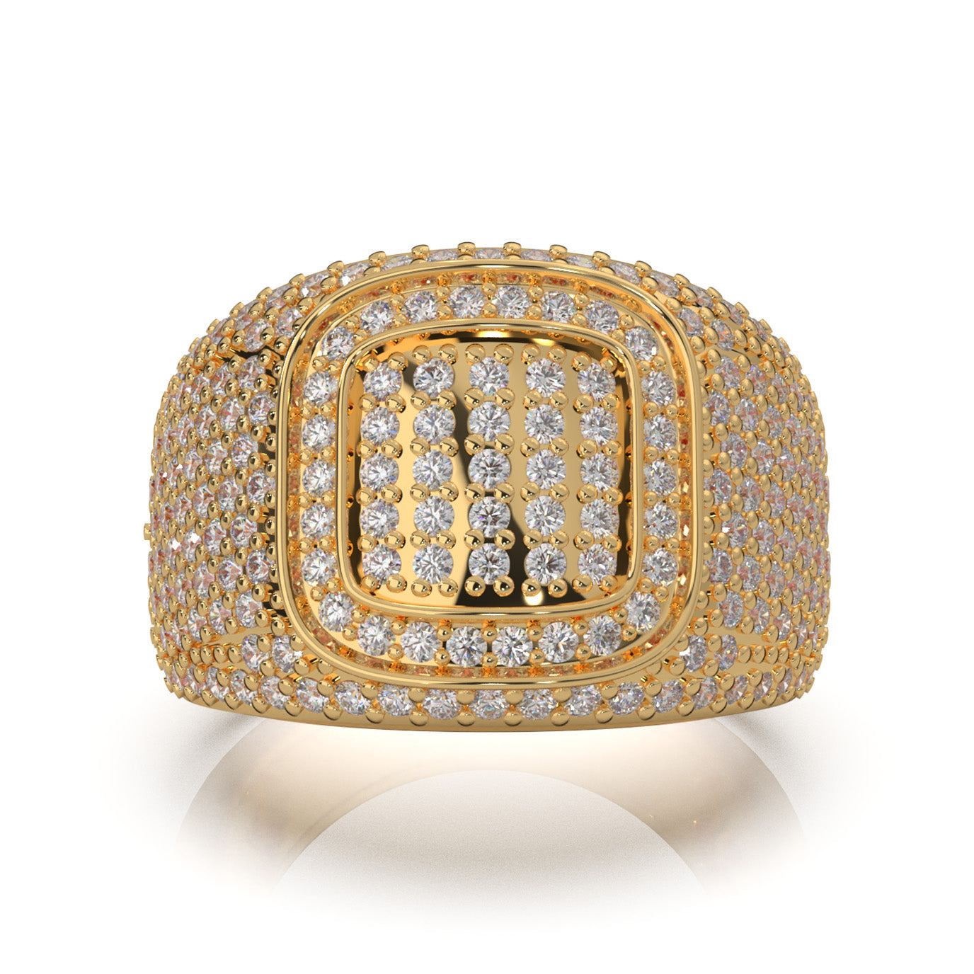 1.70 ct Natural Diamond Pave Mens Ring in 10k Yellow Gold