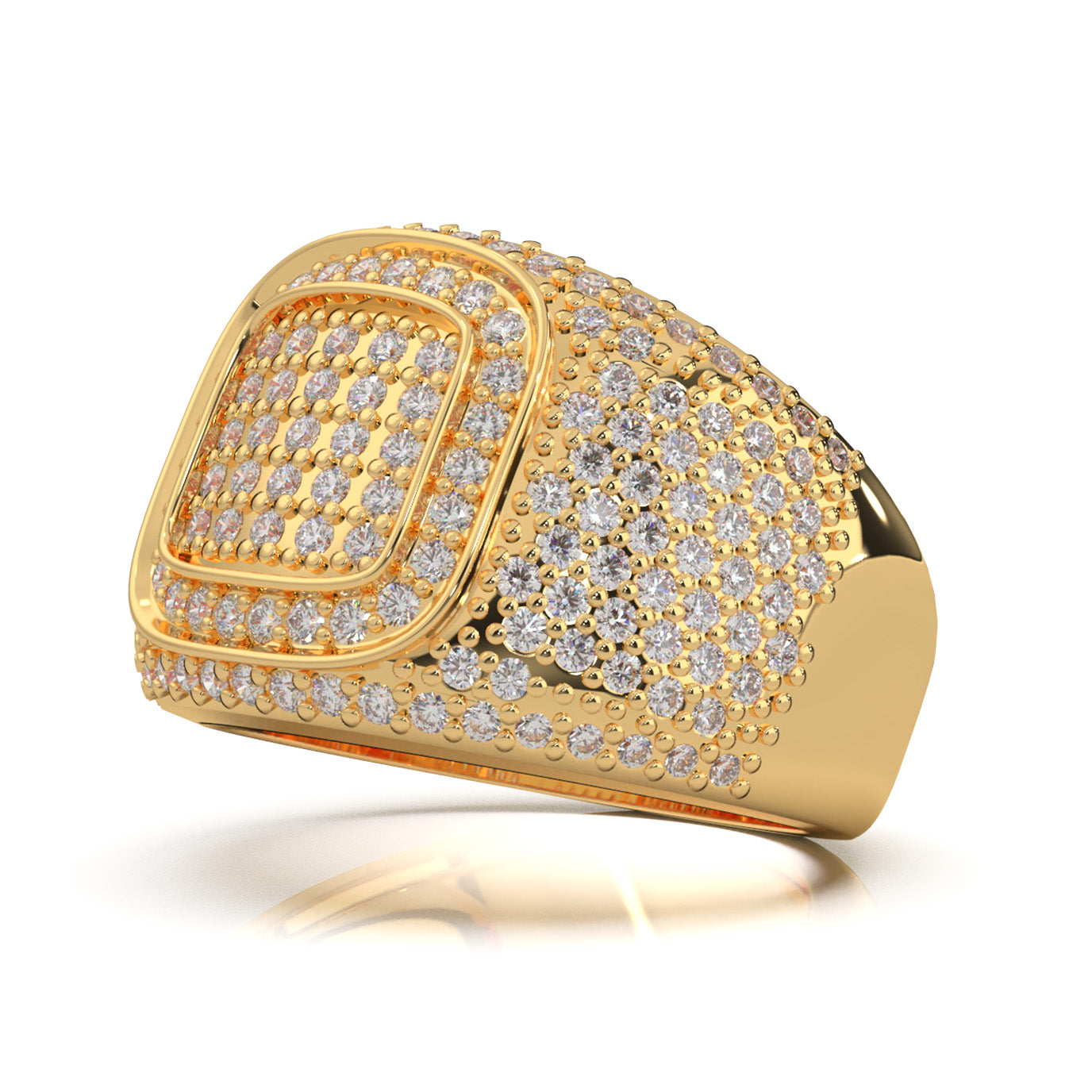 1.70 ct Natural Diamond Pave Mens Ring in 10k Yellow Gold