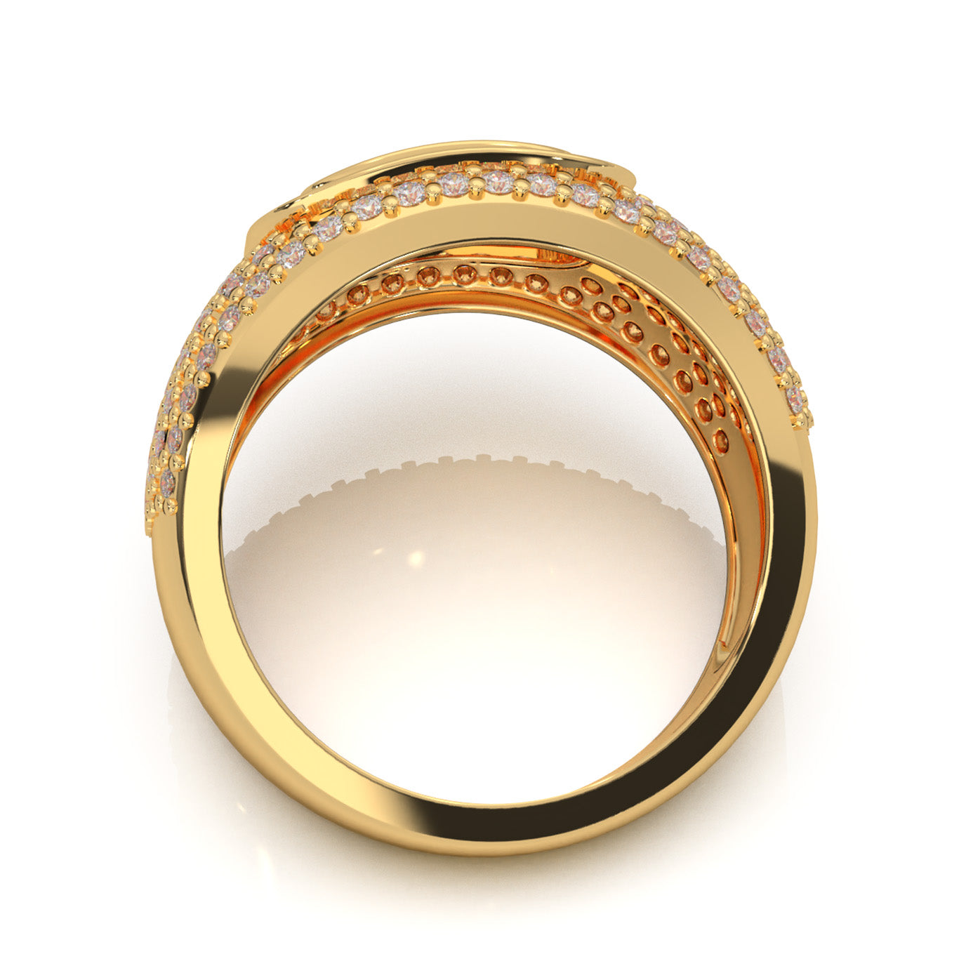 1.70 ct Natural Diamond Pave Mens Ring in 10k Yellow Gold