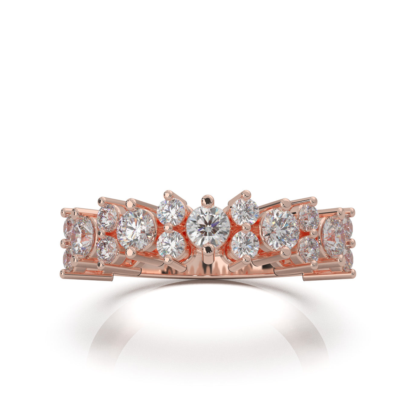 1.30 ct Natural Diamond Round Cut Alternating Womens Wedding Band in 10k Rose Gold
