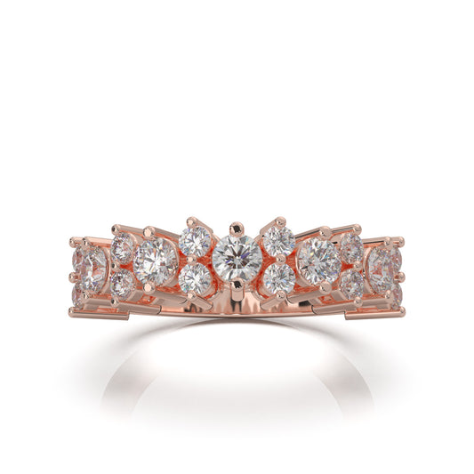 1.30 ct Natural Diamond Round Cut Alternating Womens Wedding Band in 14k Rose Gold