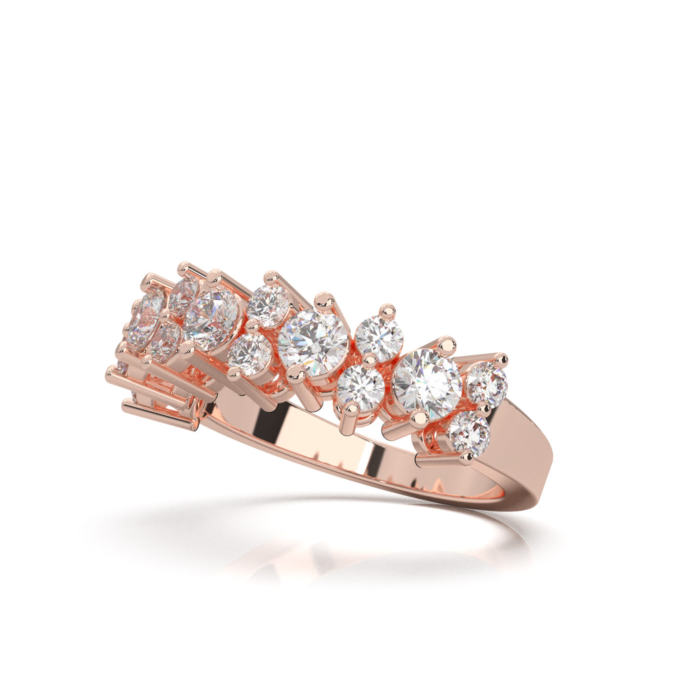1.30 ct Natural Diamond Round Cut Alternating Womens Wedding Band in 10k Rose Gold