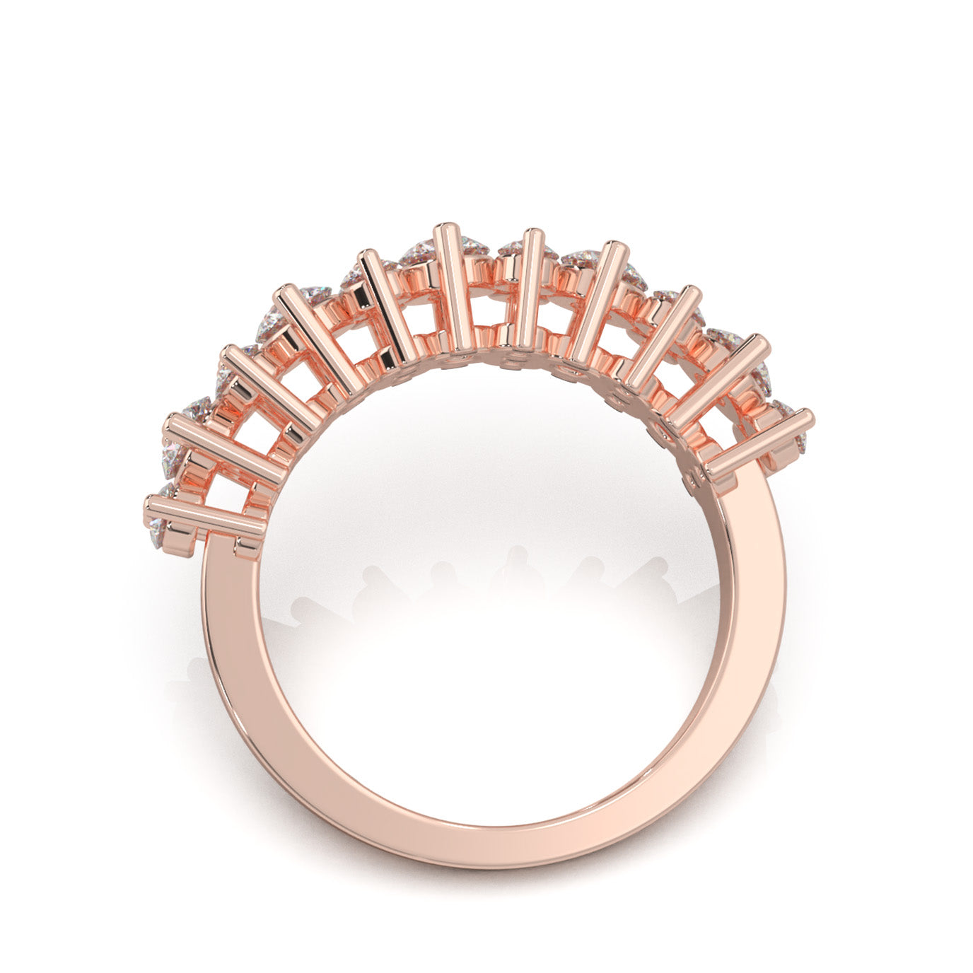 1.30 ct Natural Diamond Round Cut Alternating Womens Wedding Band in 10k Rose Gold