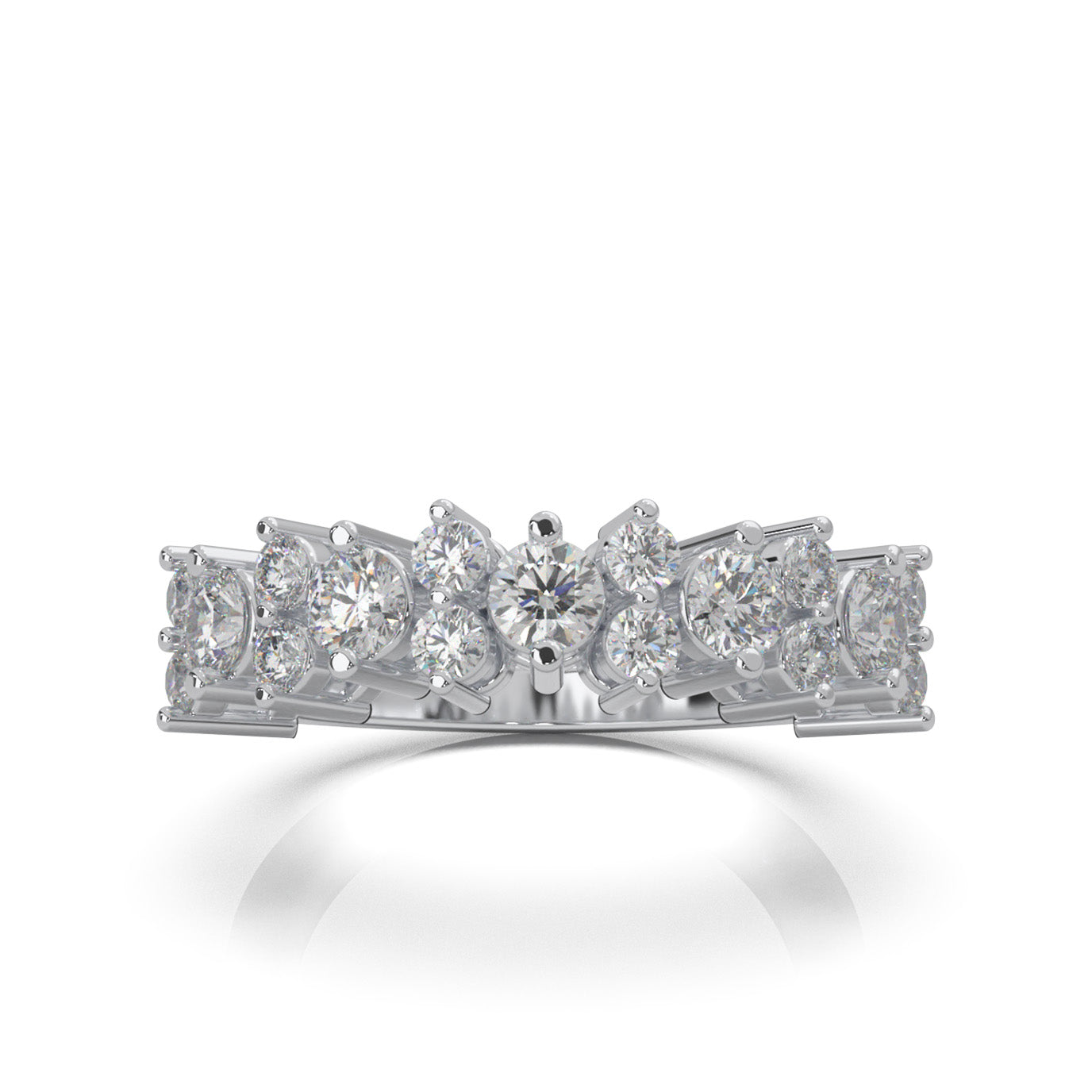 1.30 ct Moissanite Round Cut Alternating Womens Wedding Band in 10k White Gold