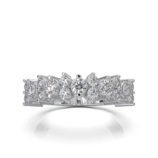 1.30 ct Moissanite Round Cut Alternating Womens Wedding Band in 14k White Gold